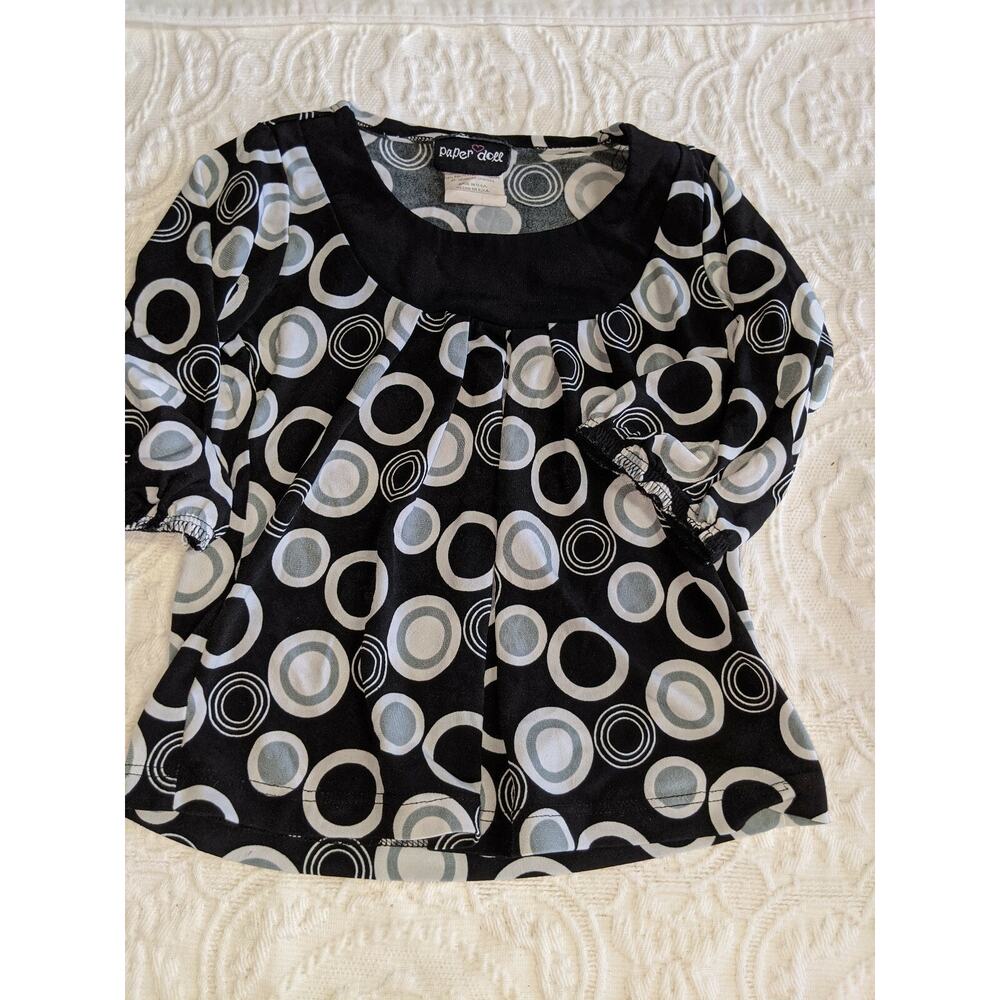Paper Doll girls sz. 3 black & white circle design blouse. Cute, comfortable